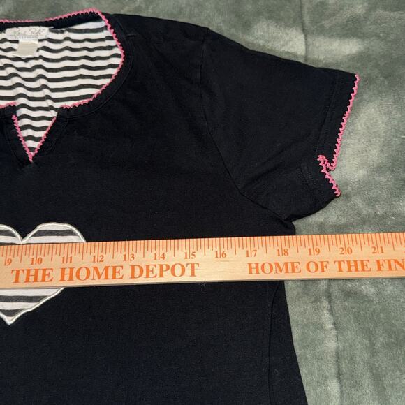 Rene Rofe T-Shirt Women Large Black Heart Short Sleeve Sleepwear Zebra Y2K - Picture 5 of 6